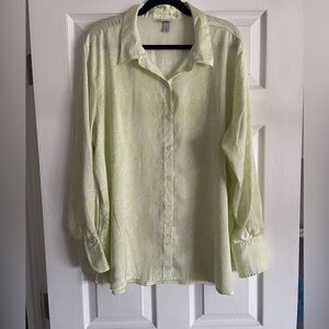a new day Pale Green Wave-Print Button-Down Shirt